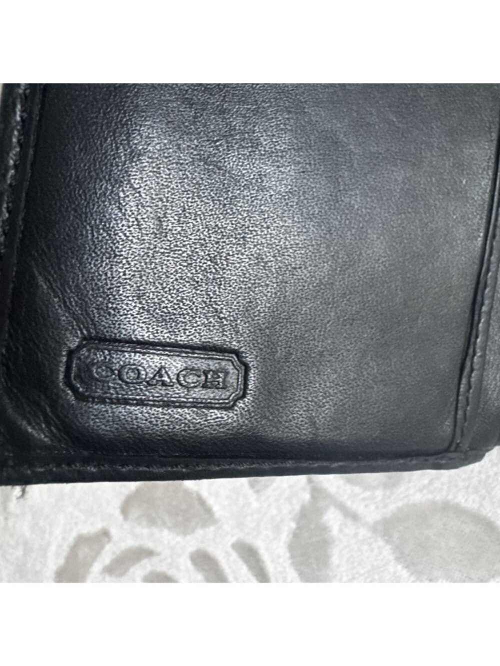 Coach Signature Black Leather & Beige Canvas Wallet Snap Medium Bifold Wallet - Picture 4 of 6